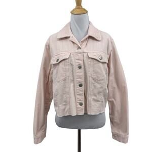 Tgla Jacket Womens M Medium Light Pink Cotton Allie Cropped Corduroy Cut Off